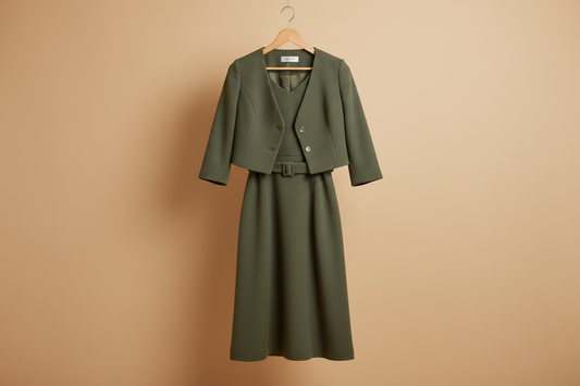 one piece dress+ jacket on hanger 